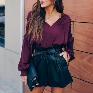 Vici Collection Live Boldly Pocketed Faux Leather shorts, Black